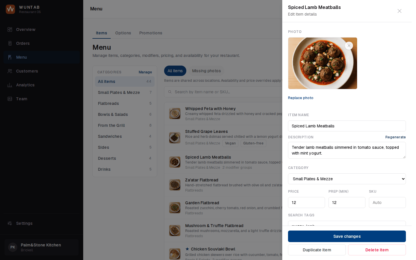 Menu editor